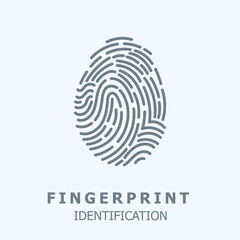 Editable Vector line Fingerprint Scan Icon - fingerprint identification symbol for security system. human individual biometrics verification