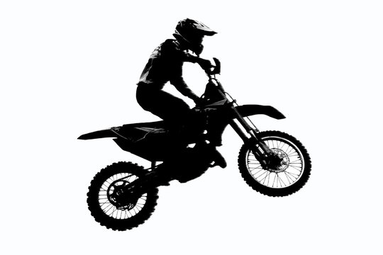 Motorcycle racer silhouette on isolated white background