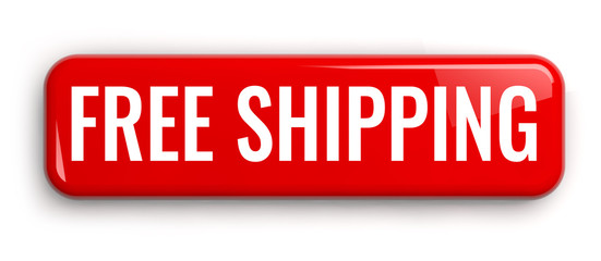 Free Shipping Red Button Isolated on White