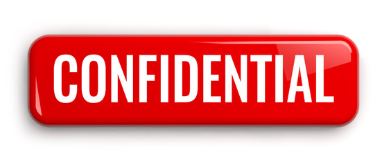 Confidential Red Button Isolated on White