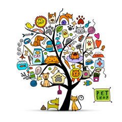 Pet shop, art tree for your design