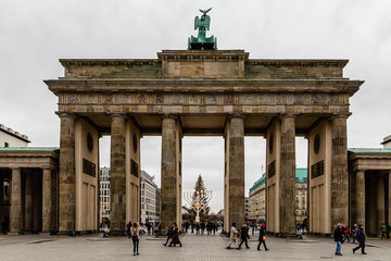 Brandenburg Gate in Berlin visited by tourists