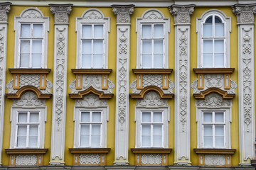 Baroque Palace Facade at Union Square. Timisoara, Romania