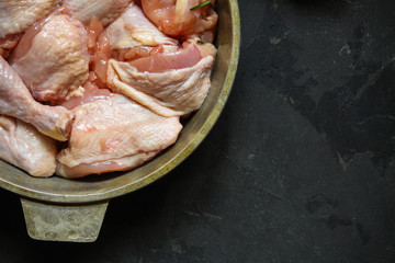 chicken, raw, chunks, food, meat