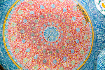 Colorful tiled dome of a mosque in Istanbul, Turkey