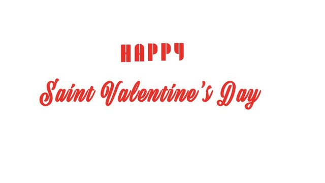 Car driving with heart forme red balloon, with Happy Saint Valentine's Day greeting. Banner animation