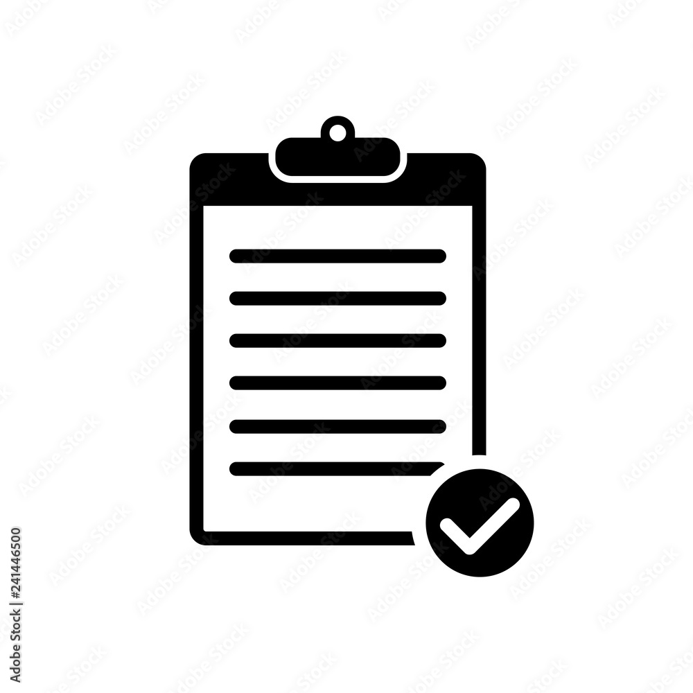 Poster Checklist icon flat style isolated on background. Checklist sign symbol for web site and app design.