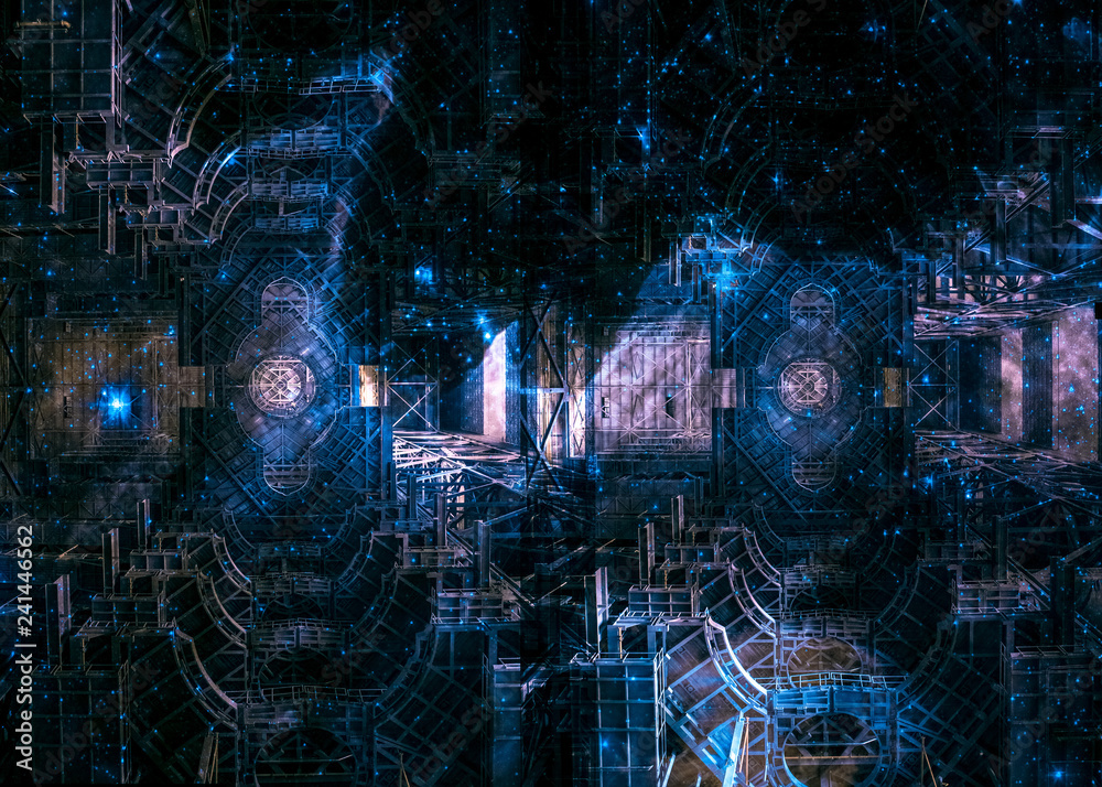 Wall mural futuristic design in the form of a space design structure in galaxy. the elements of this image furn