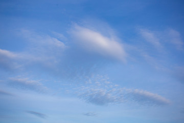 Blue sky with light cloud pattern at sunset vertical composition