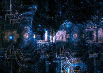 Futuristic design in the form of a space design structure in galaxy. The elements of this image...