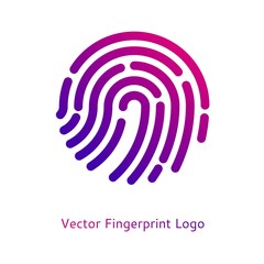 Digital fingerprint on a white background with a trend gradient logo icon security and data storage information protection symbol vector illustration cyber safety safeness concept