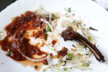 Leftovers of lamb loin shish kebab