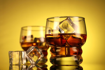 Chilled Whiskey Glass with Ice Cubes