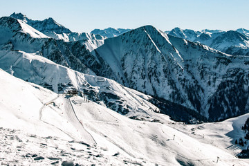 Winter landscape of the Alps on a very cold but sunny day   