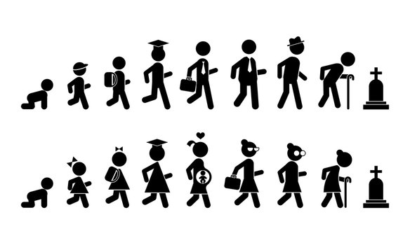 All ages men and women flat icon