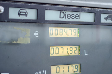 Gas station. Filling petroll in station.