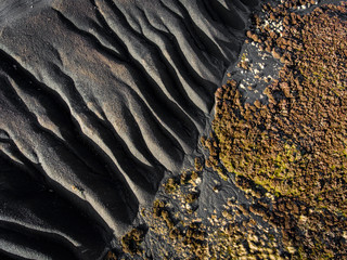 Aerial view of coal slag waste in Brecaon Beacons, Bleanavon, Wales UK