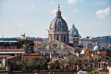Dome of the Basilica of SS. Ambrose and Charles on the Corso. Rome, Italy