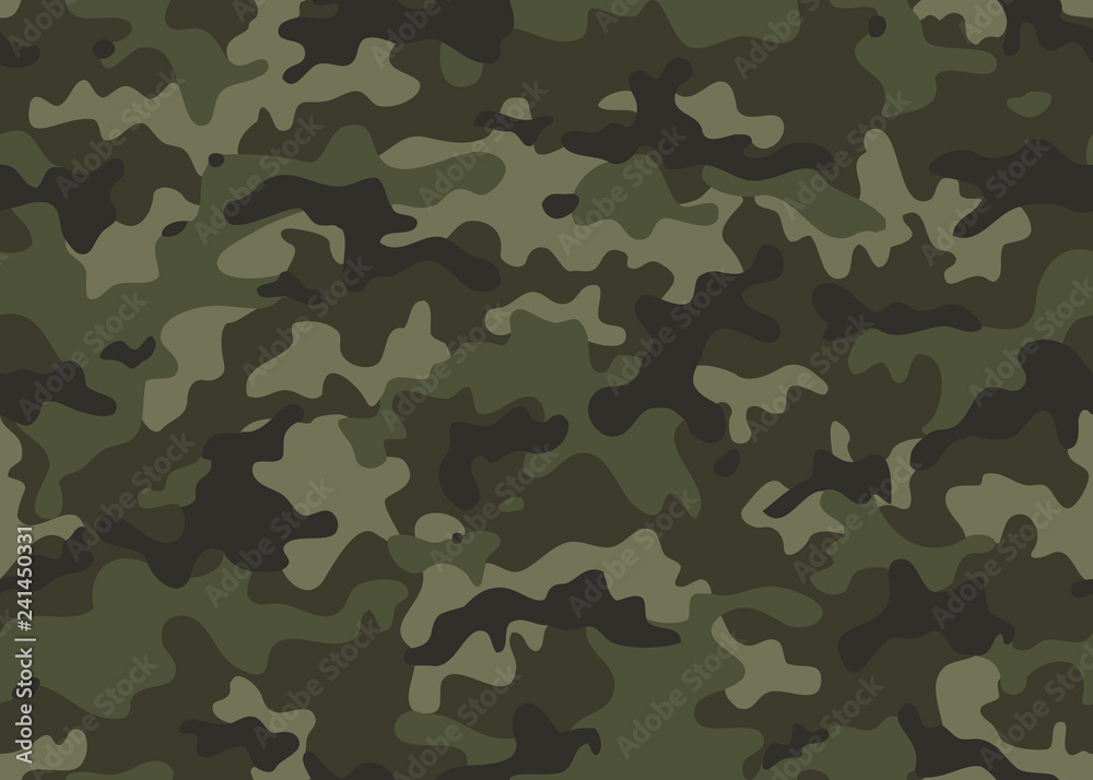 Wall mural print texture military camouflage seamless pattern. abstract army and hunting masking ornament repea