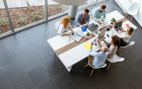 Top View At Business People In Office