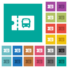 Public transport discount coupon square flat multi colored icons