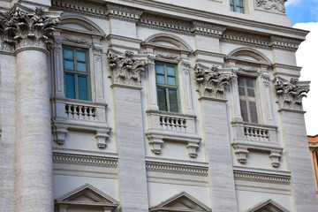 Windows of the Palazzo Poli (Poli Palace). Rome, Italy