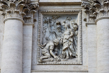 Sculptures on the Palazzo Poli (Poli Palace). Rome, Italy