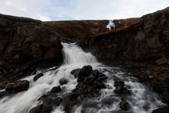 Rjukandafoss, beautiful waterfall in the north part of Iceland © aruizhu