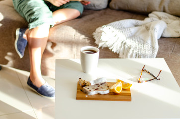 Tea with stolen at home.