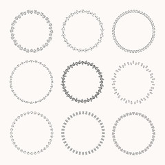 Set of vector graphic circle frames for design