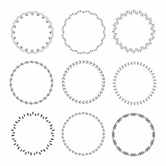 Set of vector graphic circle frames for design