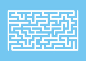 White rectangular labyrinth. Game for kids. Puzzle for children. Maze conundrum. Flat vector illustration isolated on colored background.