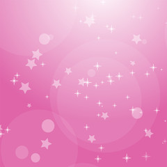 Pink romantic abstract background with stars and circles. Simple flat vector illustration.