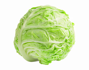 Fototapeta premium Fresh green cabbage isolated on white background