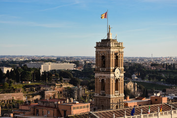 View of Rome from The Altar of the Fatherland (Altare della Patria). The Patarina Tower in the...