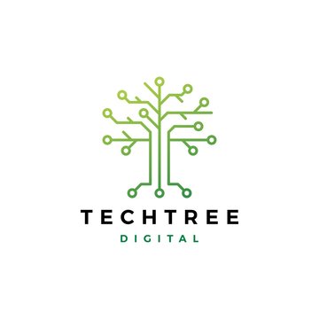 Tech Tree Electrical Circuit Digital Logo Vector Icon