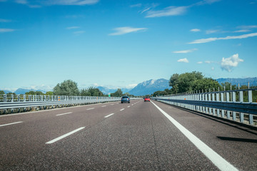 Highway on a sunny summer day, travelling