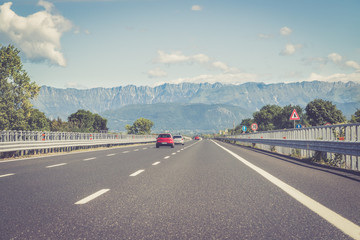 Highway on a sunny summer day, travelling