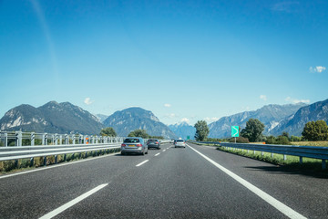 Highway on a sunny summer day, travelling