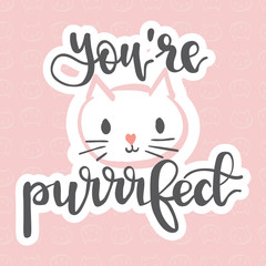 "You're Purrrfect" - Valentine's day card - vector illustration - Vector