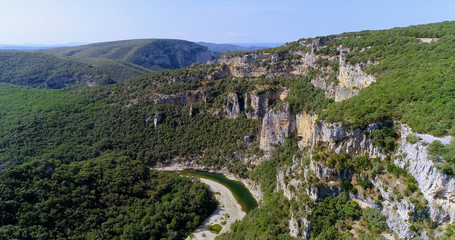 Fototapeta na wymiar Ardeche landscape in aerial view, France
