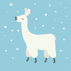 Vector illustration of cute llama