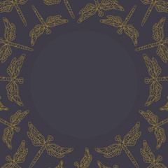 Line dragonfly frame. Vector illustration