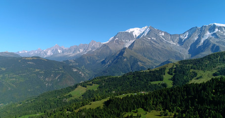 Mountain range of the Alps, with the peak of Mont Blanc, aerial view France © Fly_and_Dive