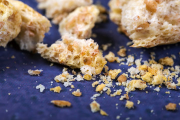 crackers with pieces and crumbs