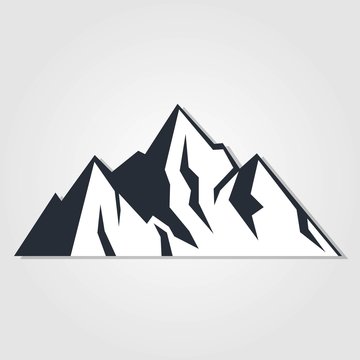 Mountains icon isolated on white background. Vector illustration.