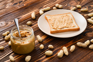 Creamy peanut butter with toast