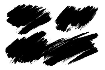 Vector set of hand drawn brush strokes, stains for backdrops. Monochrome design elements set. One color monochrome artistic hand drawn backgrounds.