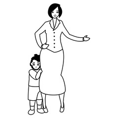 cute mother with son characters