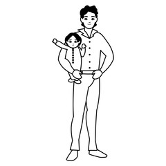 father with baby son characters